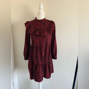 Chic Red and Black Patterned Dress